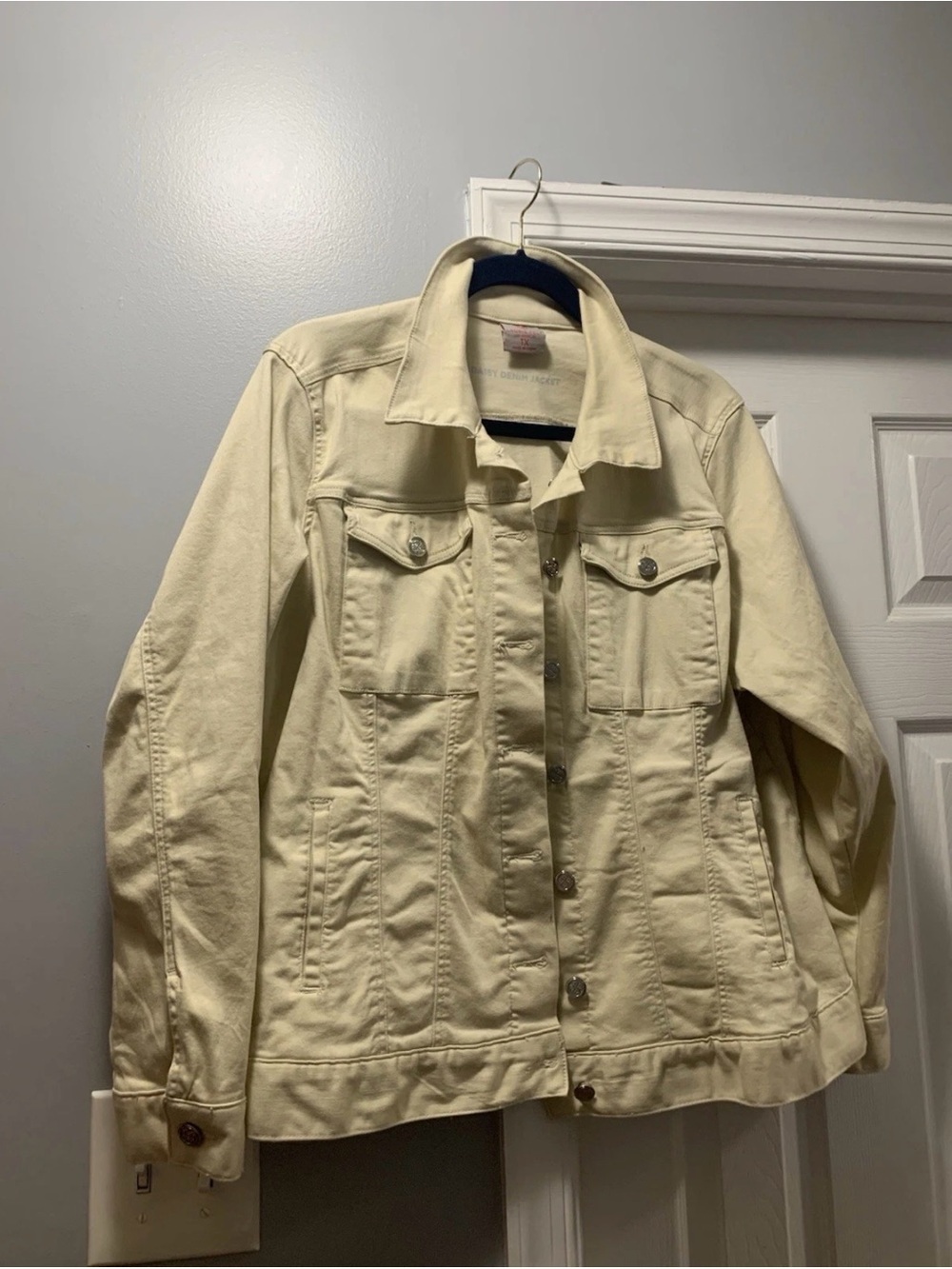 Laurie Felt Cream Denim Jacket with Chest Pockets